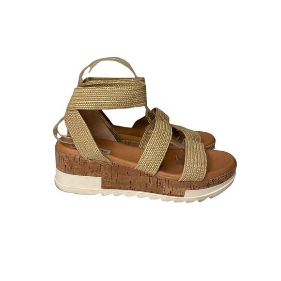 Steve Madden Bandi Platform Wedge Comfort Sandal Women's Size 9.5 Tan 23431 - Picture 2 of 9